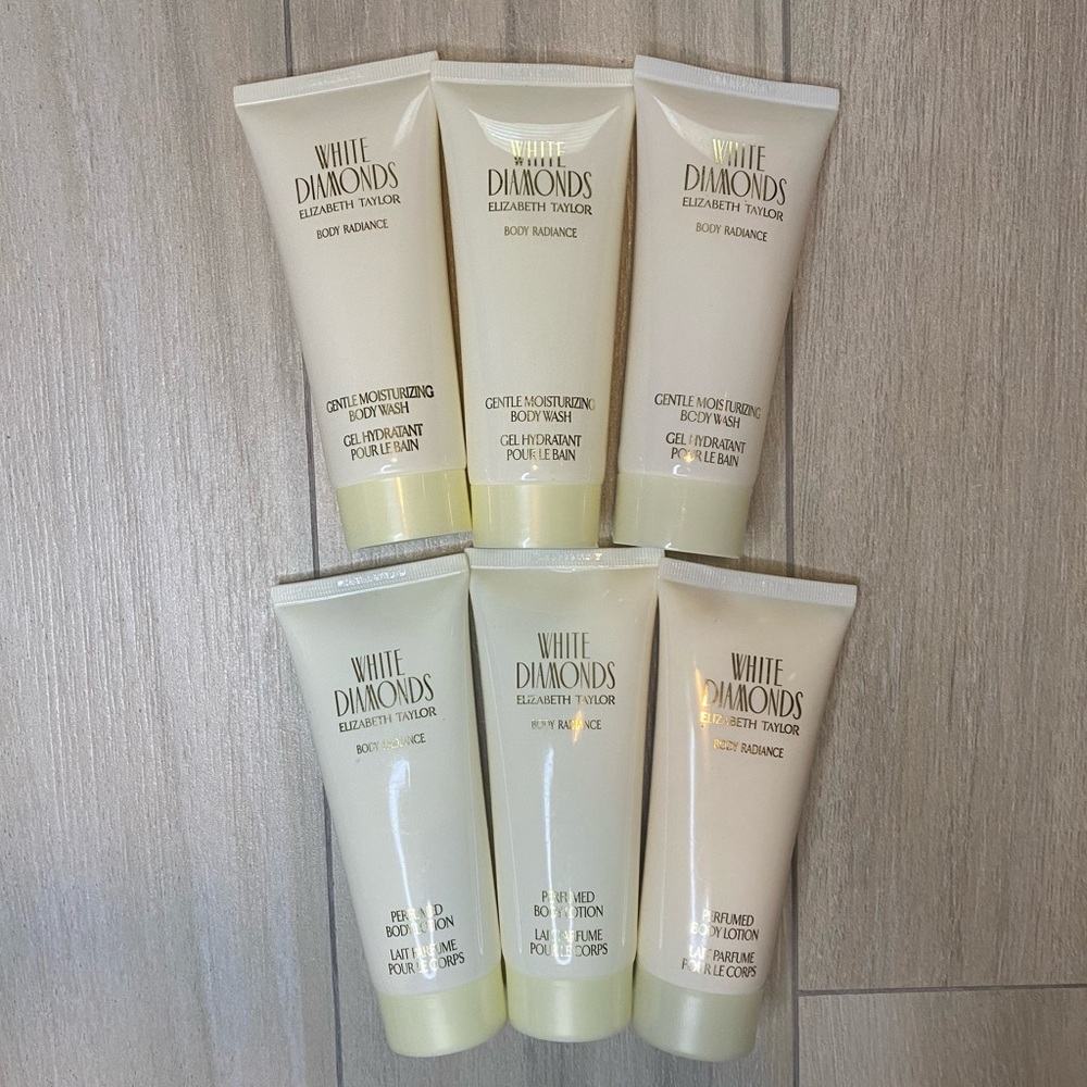 Elizabeth Taylor White Diamonds Body Wash & Lotion 3.3oz 
6 pieces brand new
